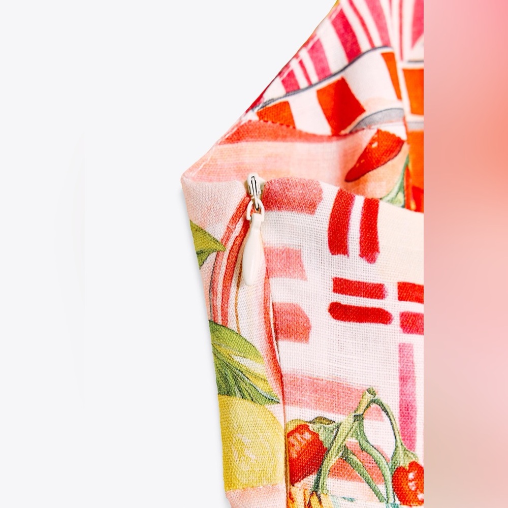 Zara PATCHWORK PRINT LINEN MIDI DRESS - Picture 7 of 9